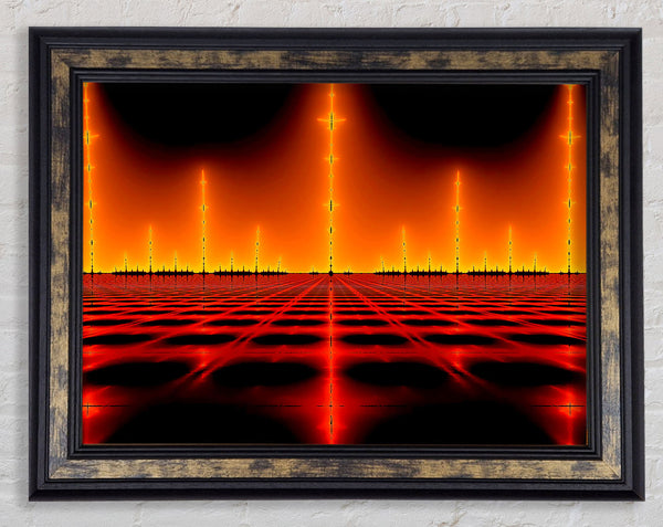 Electrical Fire Grid Framed Print