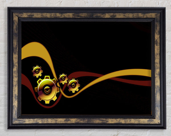 Gold Cogs Of Time Framed Print