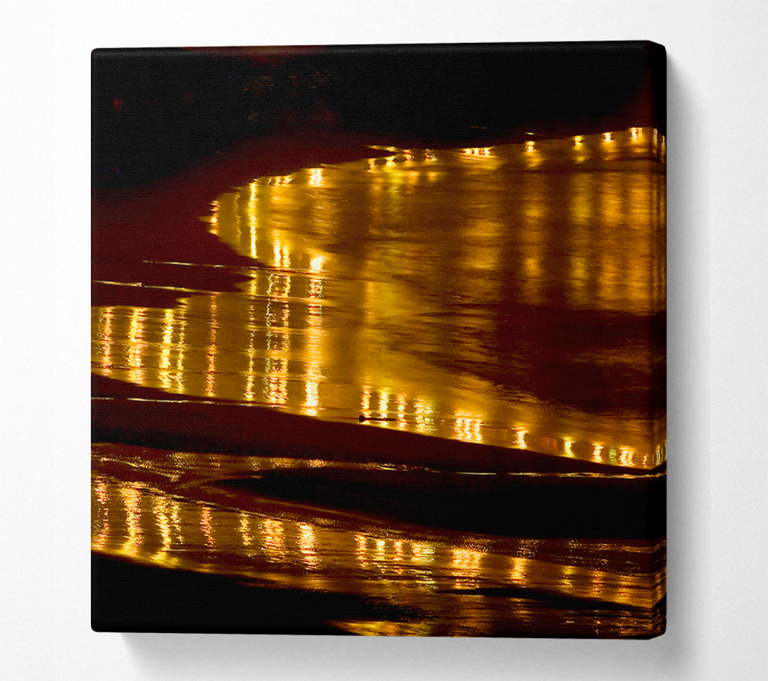  A Canvas Print of Golden Ocean Night Canvas Art