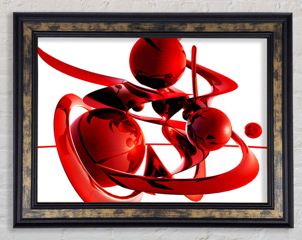 Red Balls Spiralling Framed Print