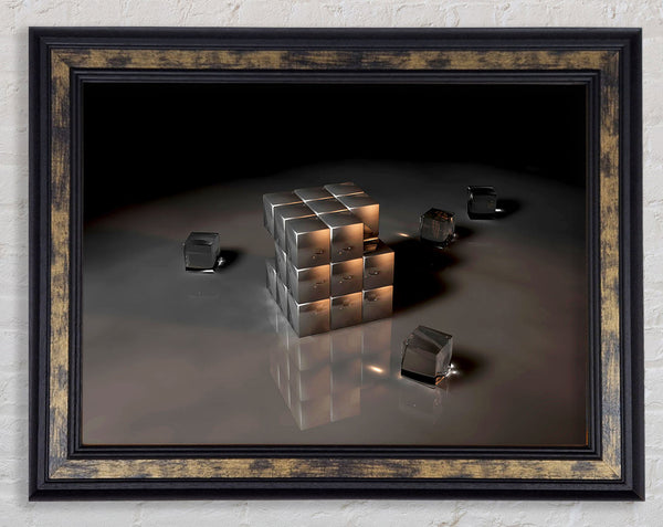 Silver Ice Cube Framed Print