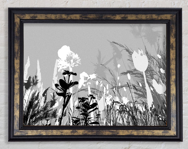 Silver Splash Flowers Framed Print