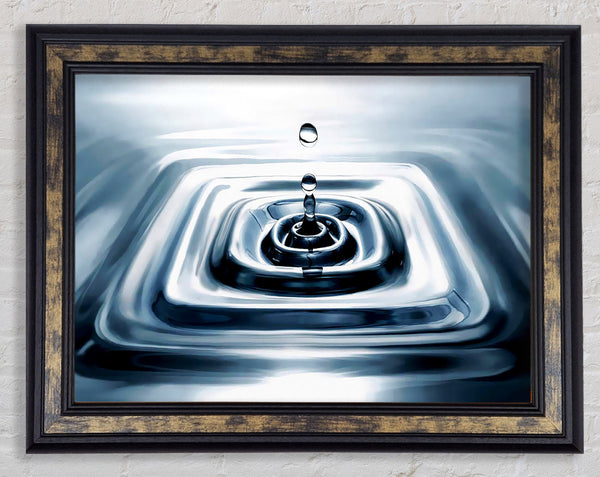 Silver Water Droplet Framed Print