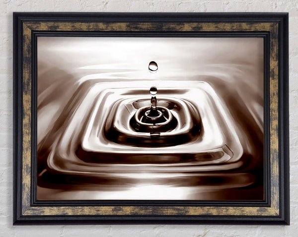 Square Water Droplet Brown Framed Print