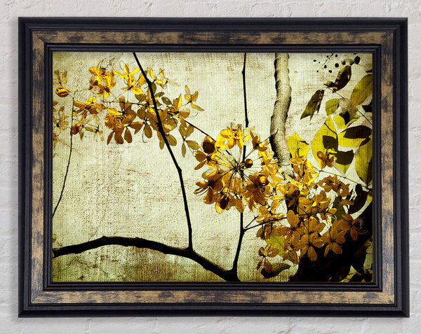 The Golden Winter Leaves Framed Print