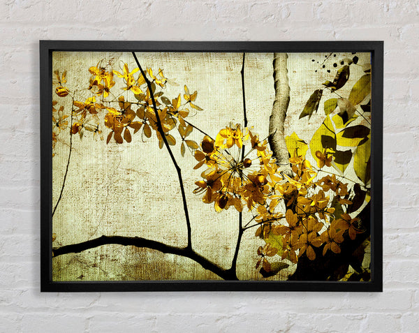 The Golden Winter Leaves Framed Print
