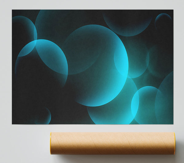 Turquoise Big Bubbles Giclee Print