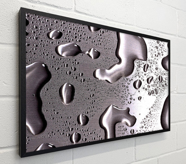 Water Drops On Silver Surface