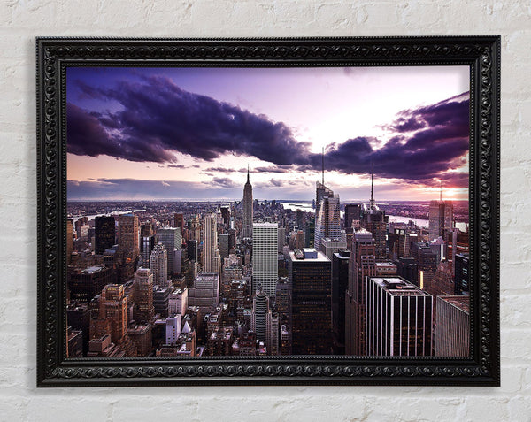 Luftaufnahme von New York City in der Abenddämmerung