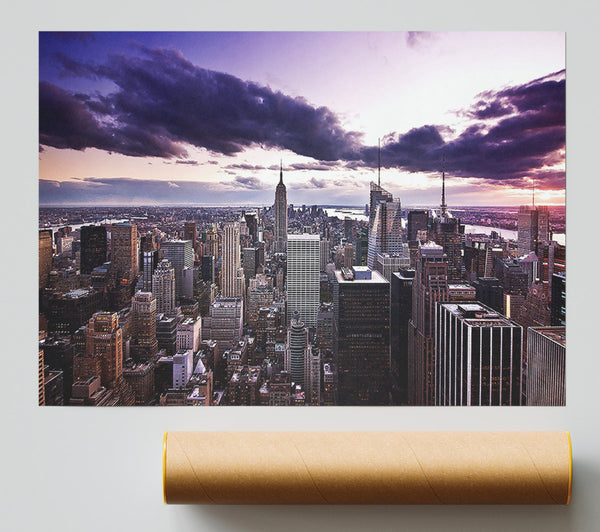 Aerial View Of New York City At Dusk Giclee Print