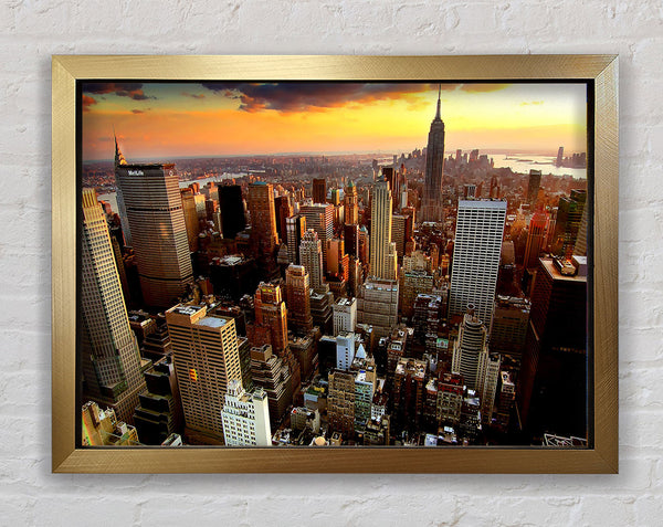 Luftaufnahme des Sonnenuntergangs in New York City