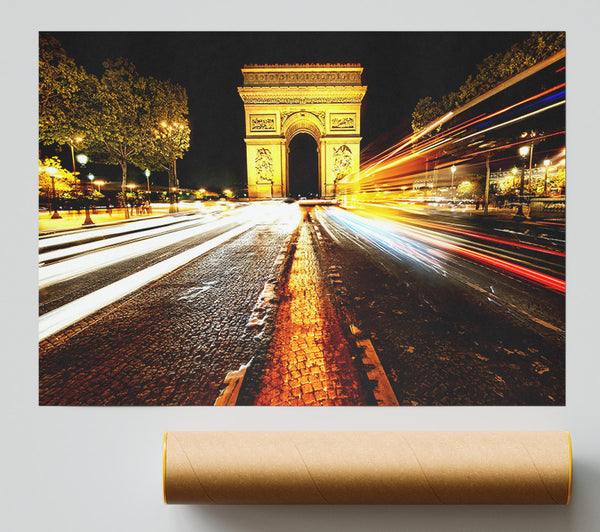 Arc De Triomphe At Night Print