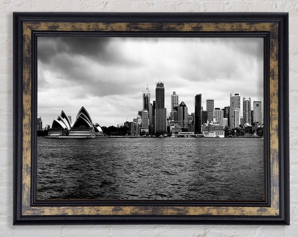 Australia Sydney River View B n W Framed Print