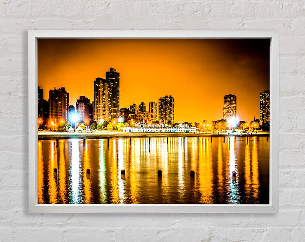 Golden City Waters Framed Print