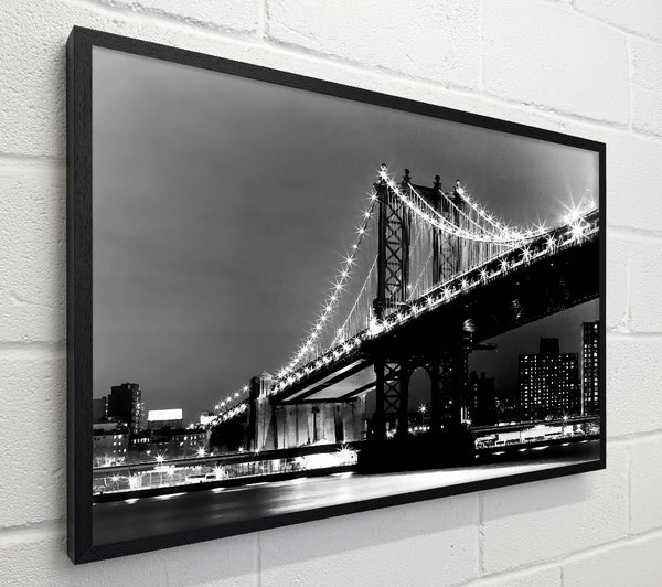 Brooklyn Bridge Lights B n W