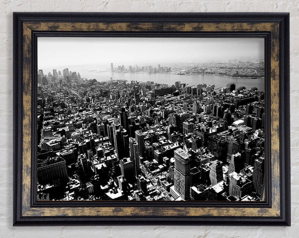 Chicago Arial View B n W Framed Print