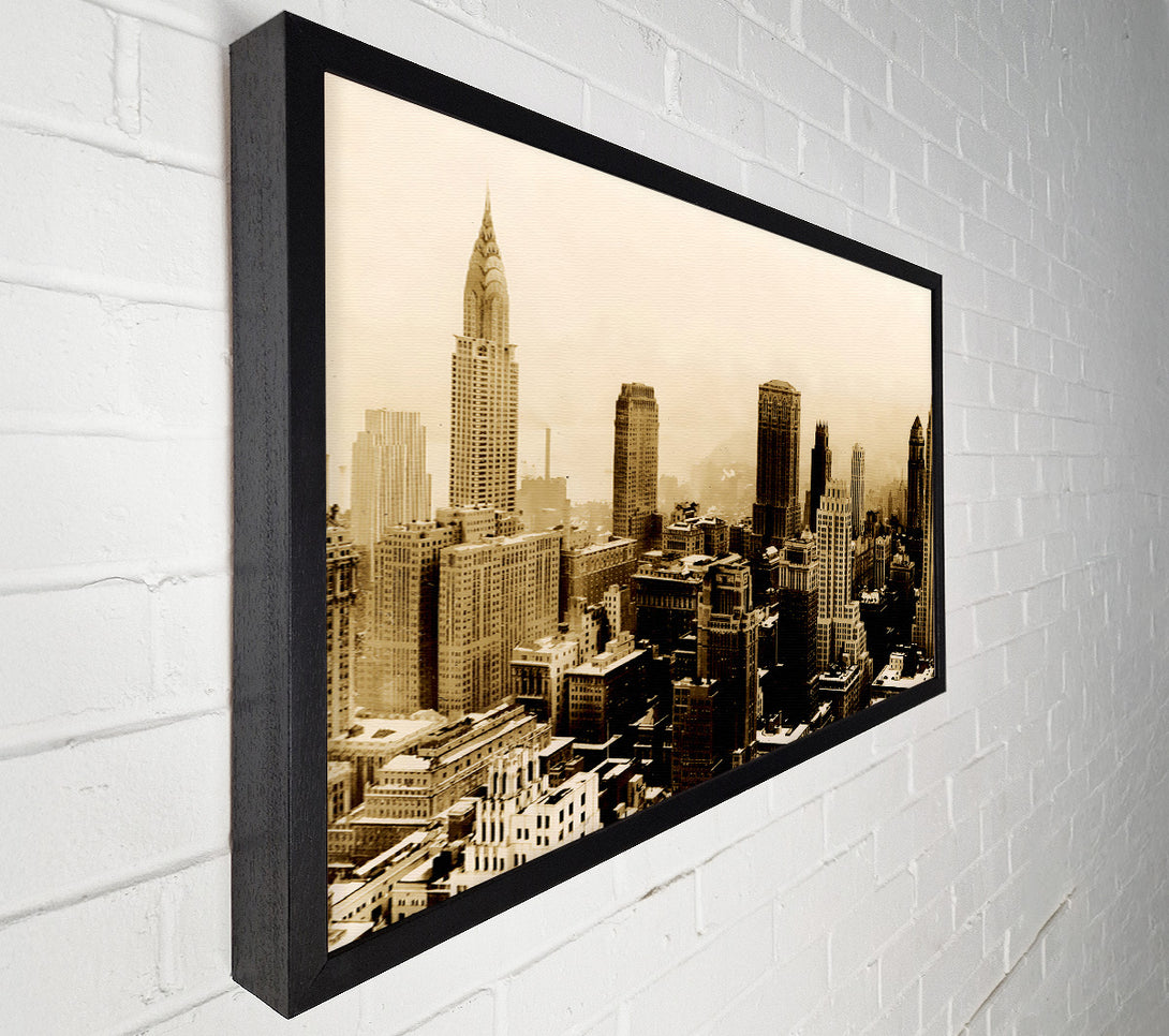  A Canvas Print of Chicago Mist Sepia Canvas Wall Art