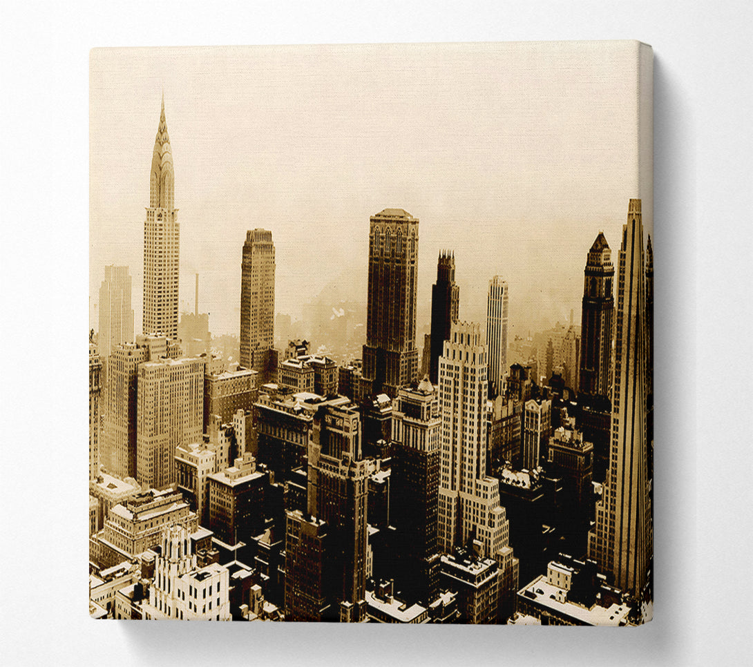  A Canvas Print of Chicago Mist Sepia Canvas Wall Art
