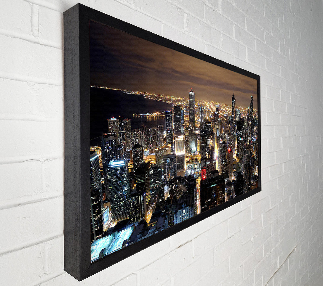  A Canvas Print of Chicago Skyline Nights Canvas Wall Art