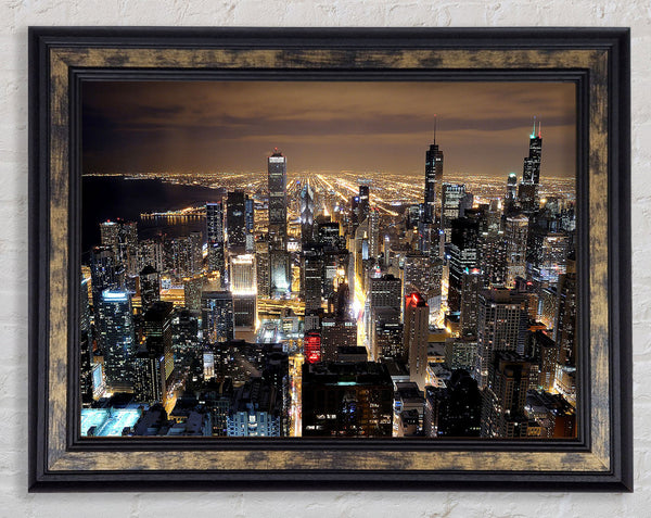 Chicago Skyline Nights Framed Print