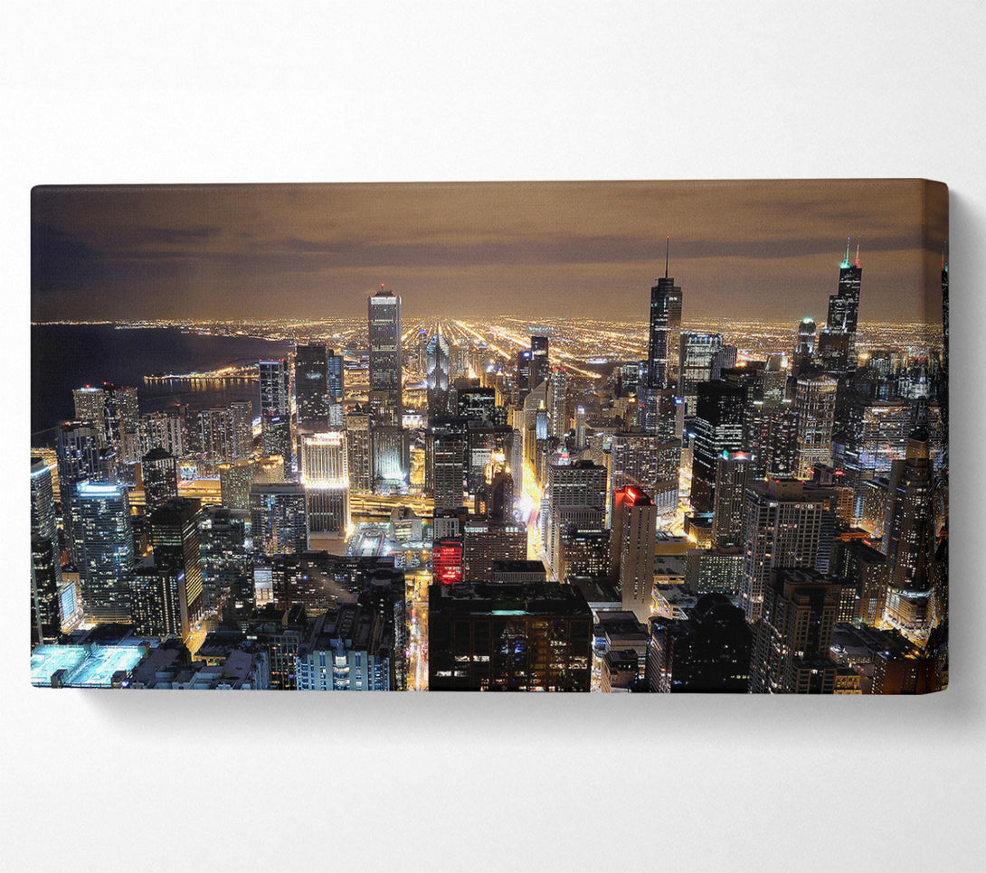 A Canvas Print of Chicago Skyline Nights Canvas Wall Art