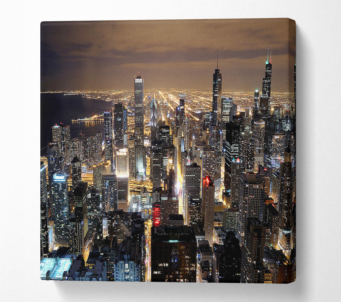  A Canvas Print of Chicago Skyline Nights Canvas Wall Art