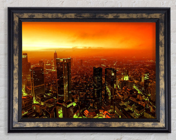 Orange Misty City Framed Print