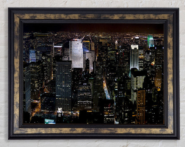 City Building Block Nights Framed Print