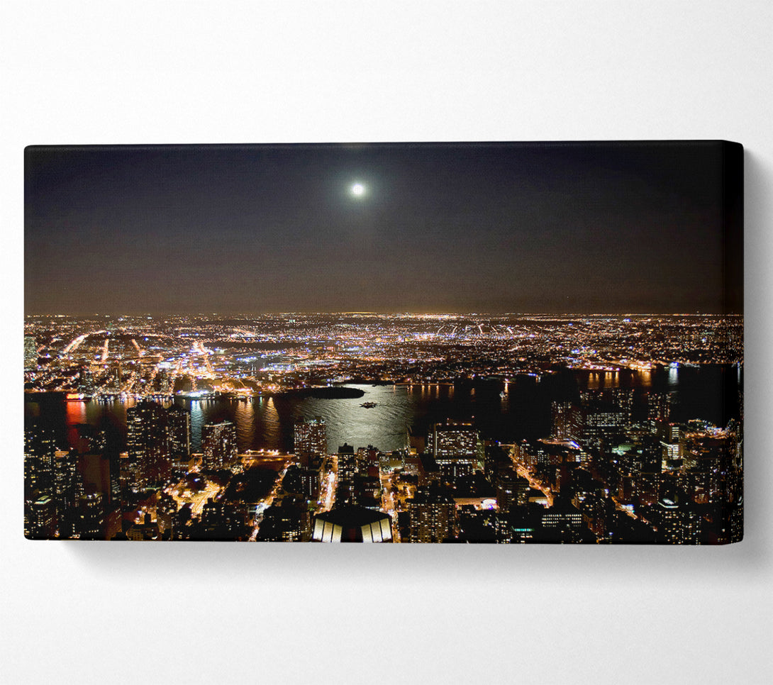  A Canvas Print of City Harbour Moonlight Canvas Art
