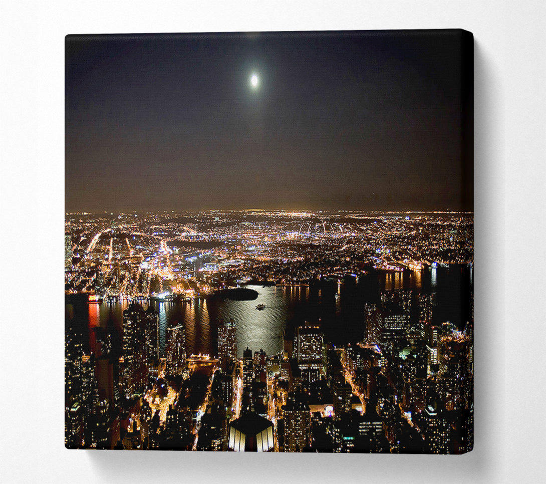  A Canvas Print of City Harbour Moonlight Canvas Art