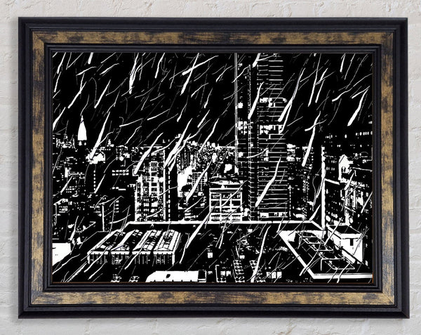 City Illustration B n W Framed Print