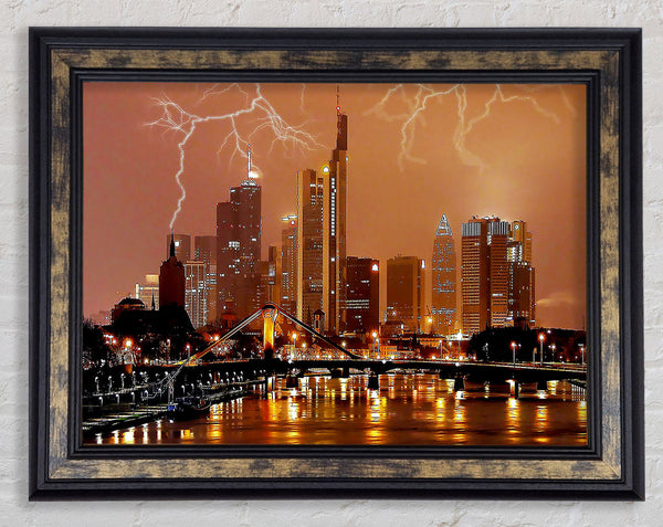 City Lightning Bolts Framed Print
