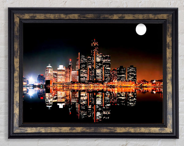 City Moonlit Reflections Framed Print