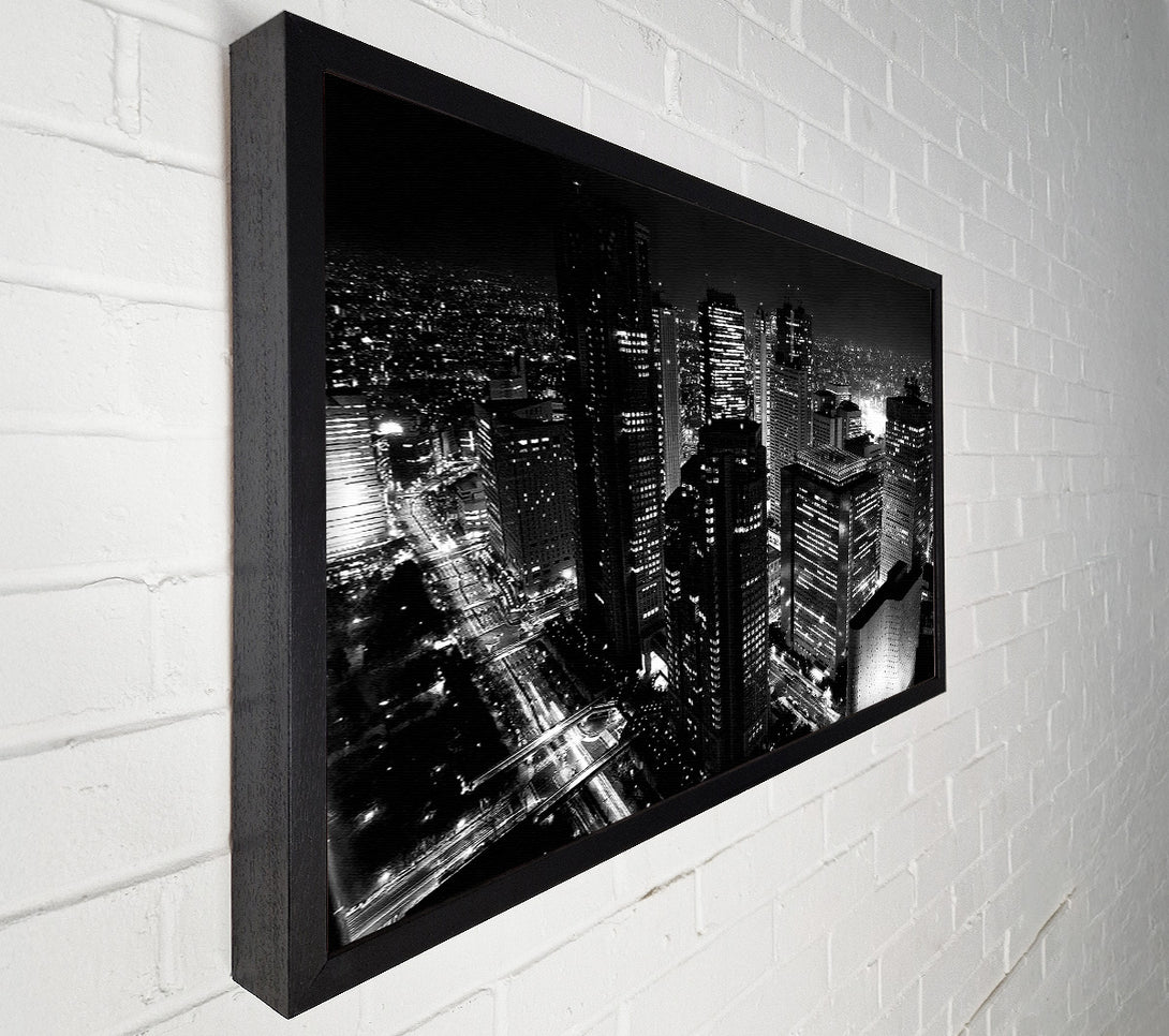  A Canvas Print of City Nights B n W Canvas Print