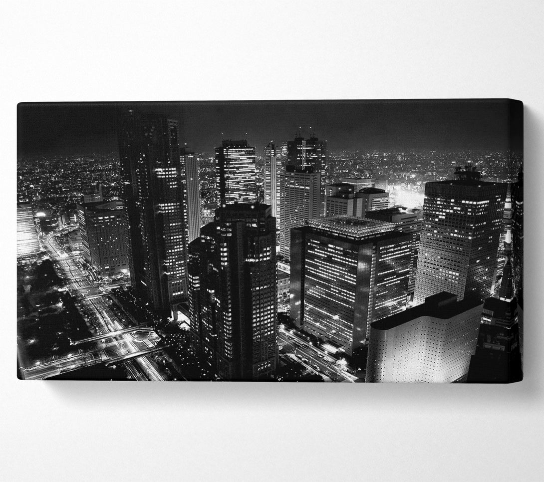  A Canvas Print of City Nights B n W Canvas Print