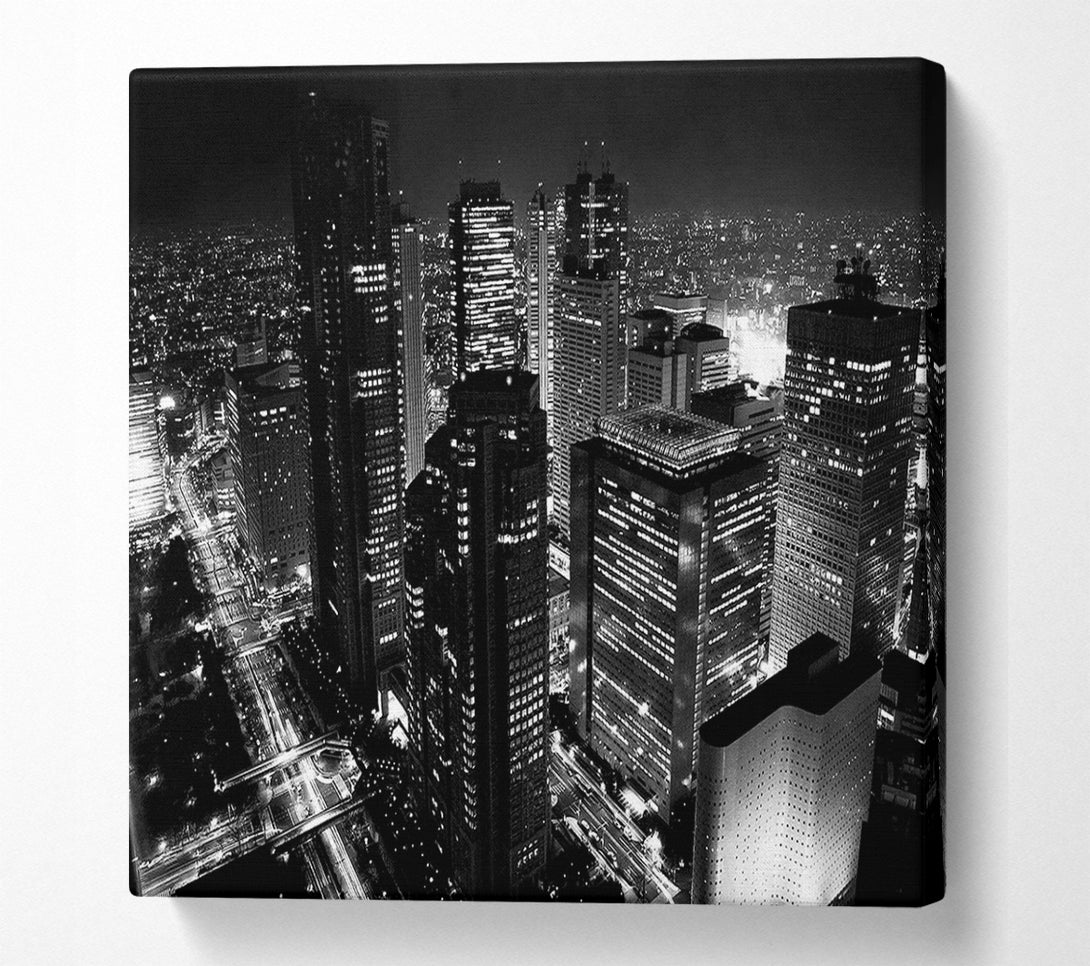  A Canvas Print of City Nights B n W Canvas Print
