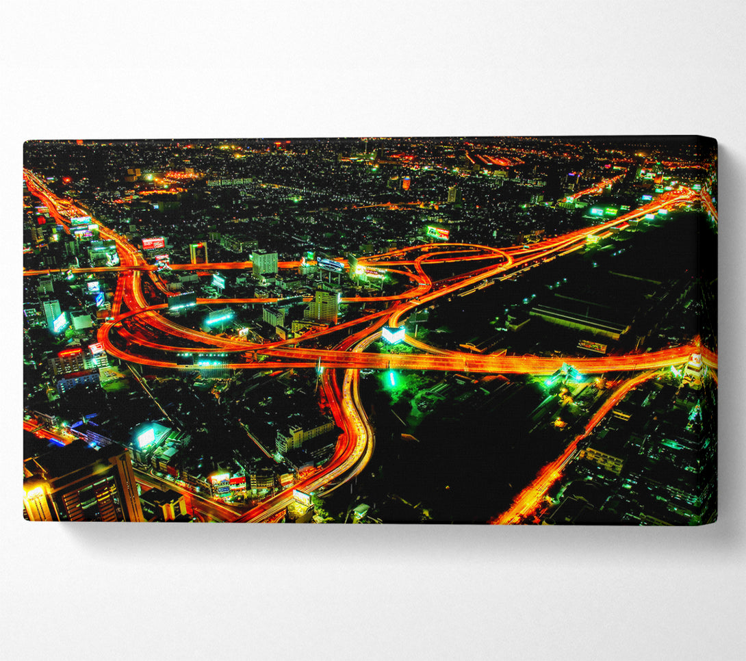  A Canvas Print of City Nightways Canvas Print