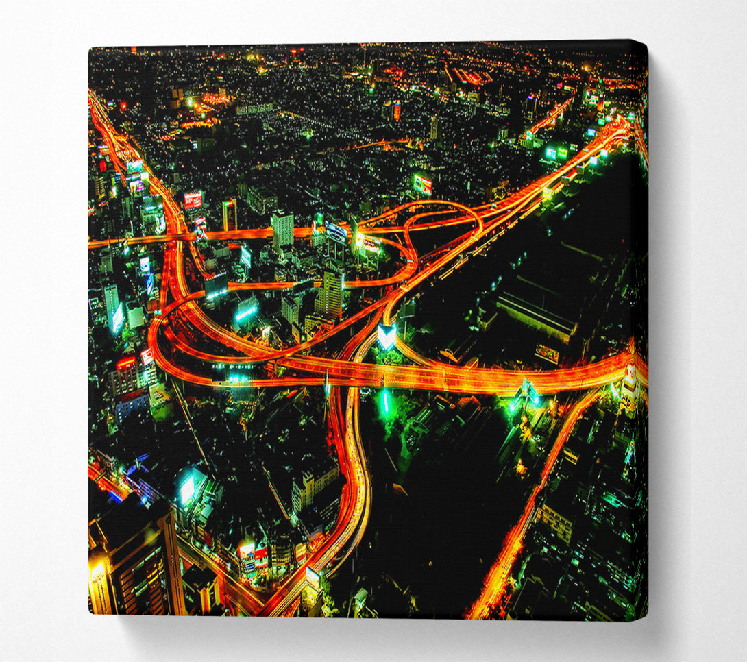  A Canvas Print of City Nightways Canvas Print
