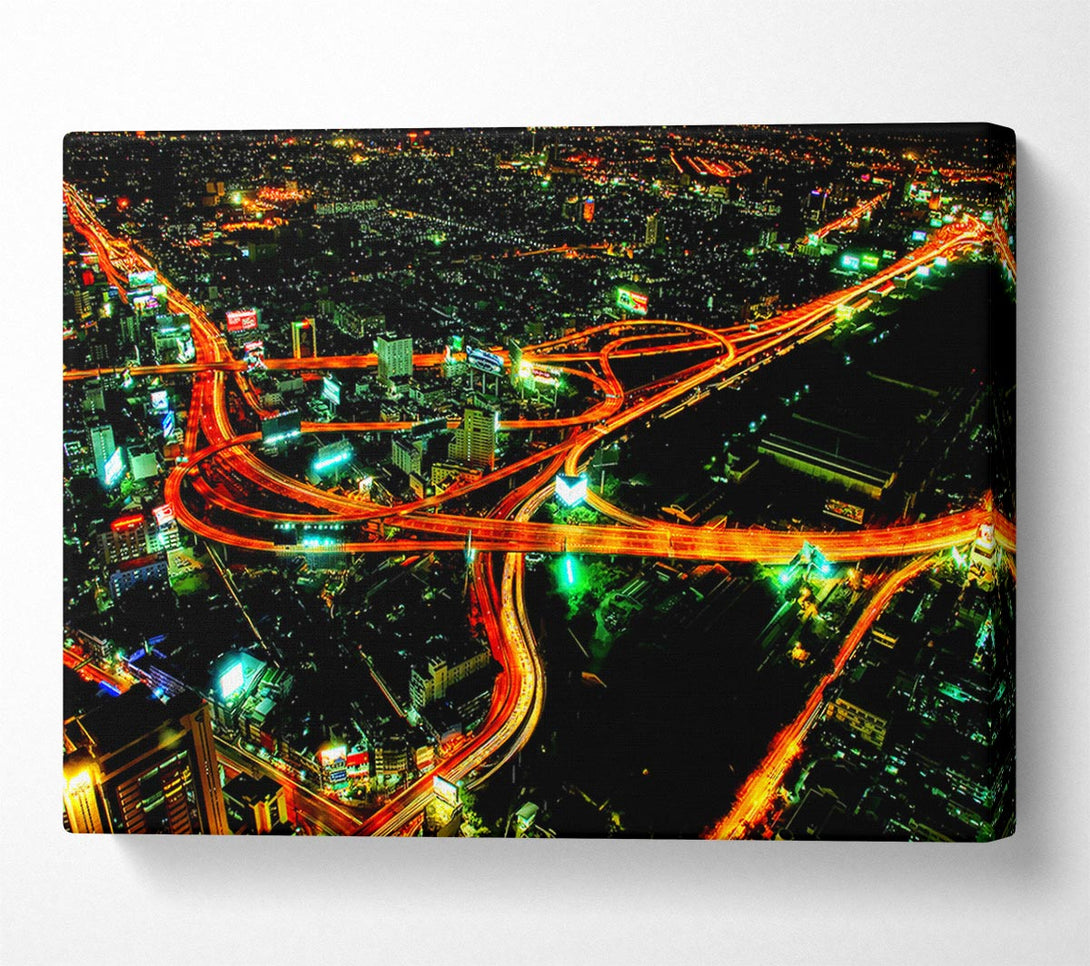  A Canvas Print of City Nightways Canvas Print