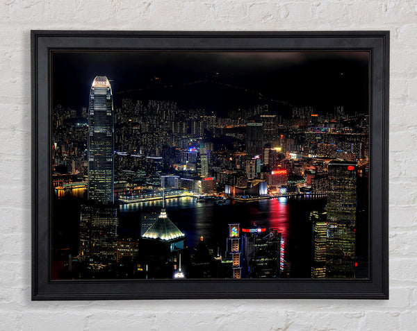 Dark night City Hong Kong Framed Print