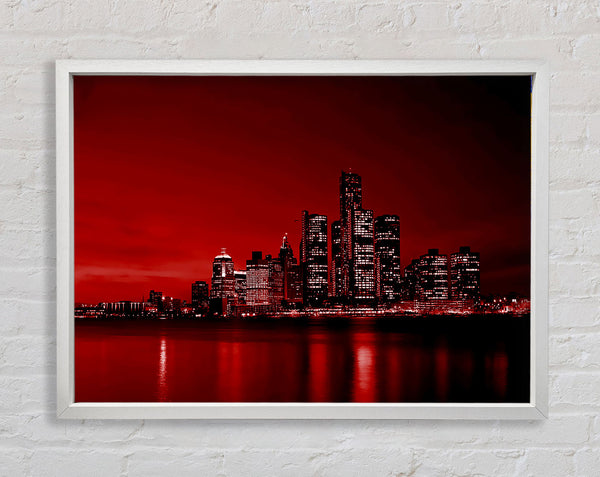 Detroit Red Nights Framed Print