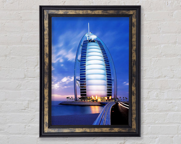 Dubai Beach Front Building Framed Print