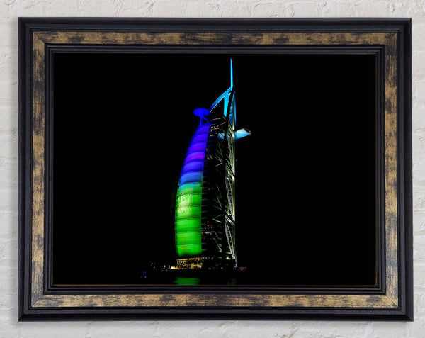Dubai Building Green Blue Framed Print