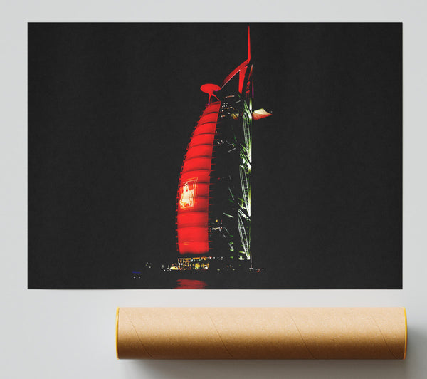 Dubai Building Red Print