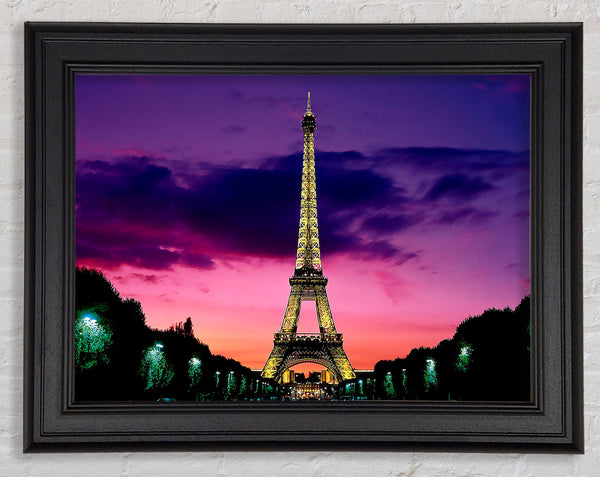 Eiffel Tower At Night Paris France Framed Print