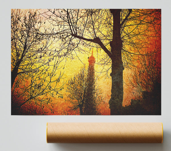 Eiffel Tower Through The Golden Trees Giclee Print