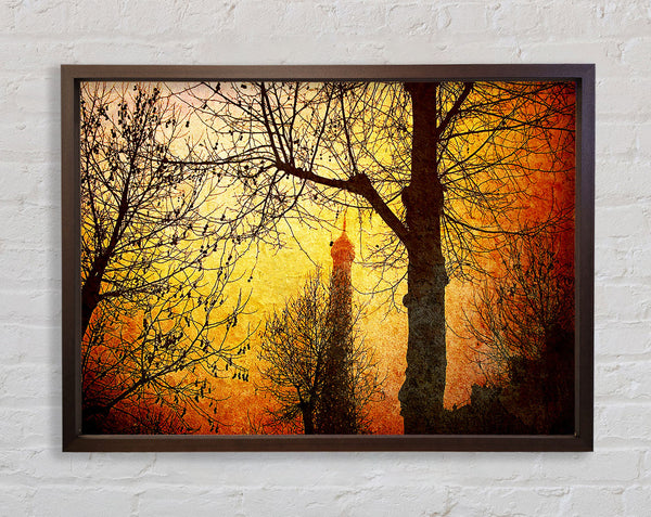 Eiffel Tower Through The Golden Trees Framed Print