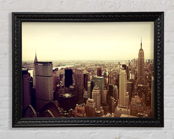 Empire State Building Retro Framed Print