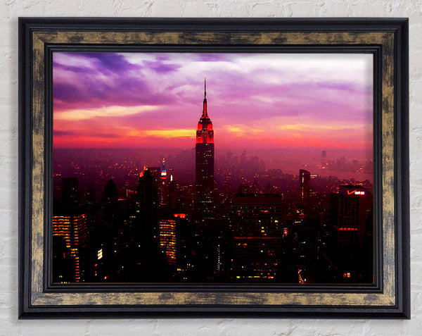 Empire State Building Evening Glow Framed Print