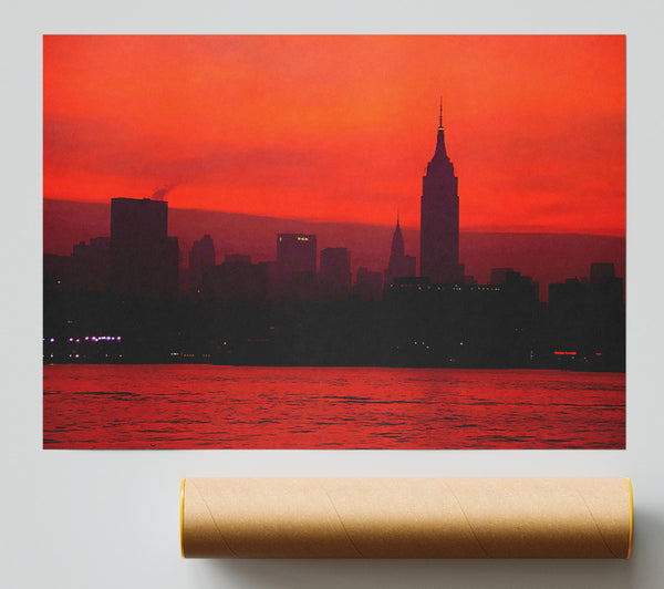 Empire State Red City Giclee Print